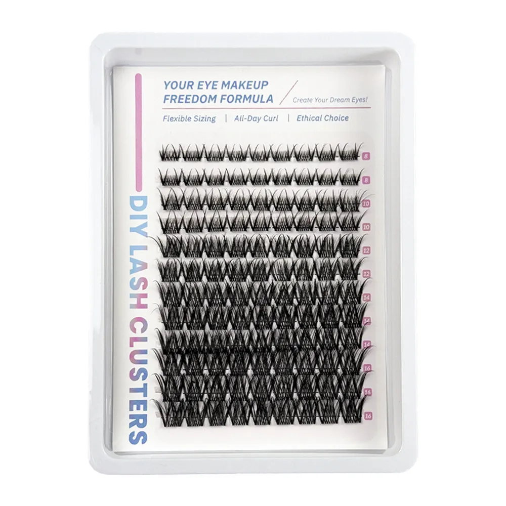 DIY Lash Clusters Kit – Large Capacity Segmented Individual Eyelashes, Natural Volume Fluffy Wispy Lashes Tray for Self-Application at Home, Reusable